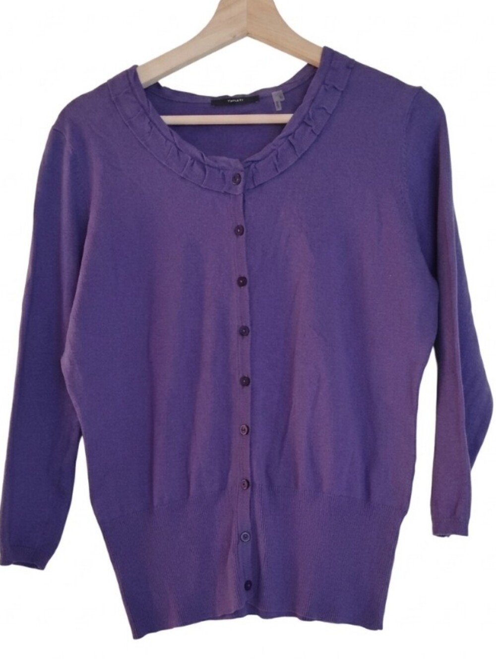 100% Cotton Tahari Purple Button-Up Women’s Cardigan Sweater